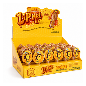 Box Lip Mel Efeito Vinílico Soul Cosmeticos - 24 Unidades
