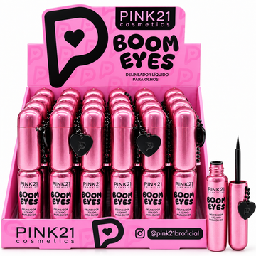 Box Delineador Líquido Para Olhos Boom Eyes Pink21 Cosmeticos - 24 Unidades