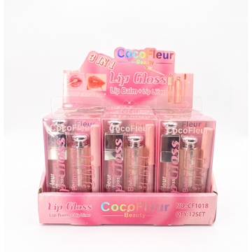 Box Lip Gloss Lip Balm + Lip Liner 3 em 1 Coco Fleur - 12 Unidades