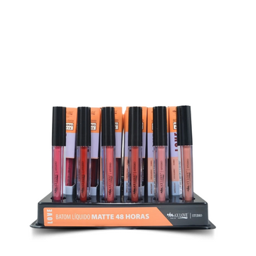 Box c/ 48 Unidades - Batom Líquido 48h Matte | Max Love (Cores 280 a 285 - R$ 6,25)