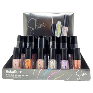 Box C/ 36 Unidades Delineador Com Glitter Shine Ruby Rose R$: