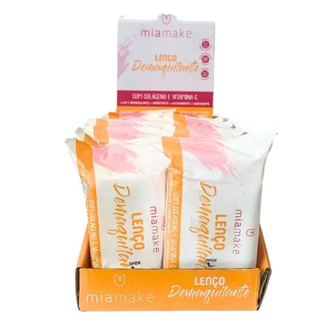 Lenço Demaquilante com Colágeno e Vitamina C Mia Make – Box com 12 Unidades