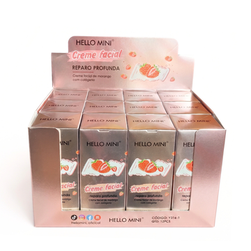 Box Creme Facial Repara Profundo Morango Hello Mini - 12 Unidades