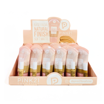Box Base Facial Natural Finish Soft Matte Pink21 Cosmeticos - 24 Unidades