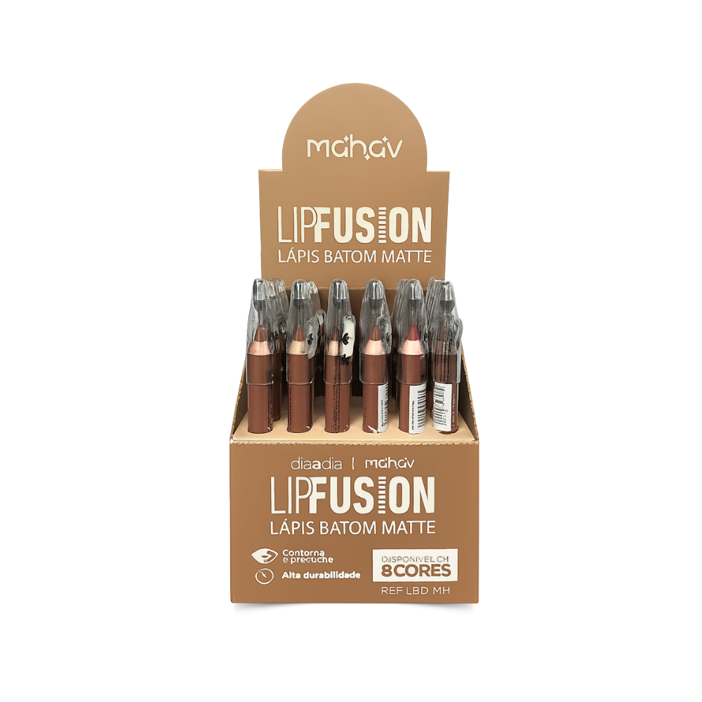 Box c/ 48 Unidades - Lápis Batom Matte Lip Fusion | Mahav (R$ 4,90)