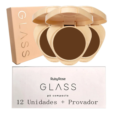 Pó Compacto Facial Glass Ruby Rose – Box com 12 Unidades (GPD30)