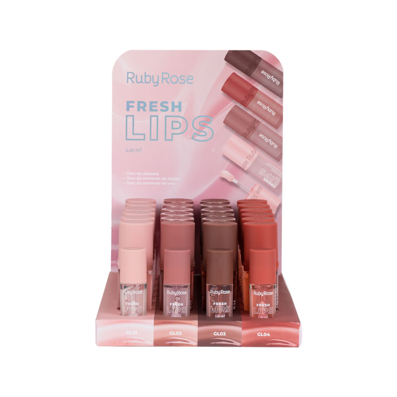Box Lip Oil Fresh Lips Ruby Rose - 24 Unidades