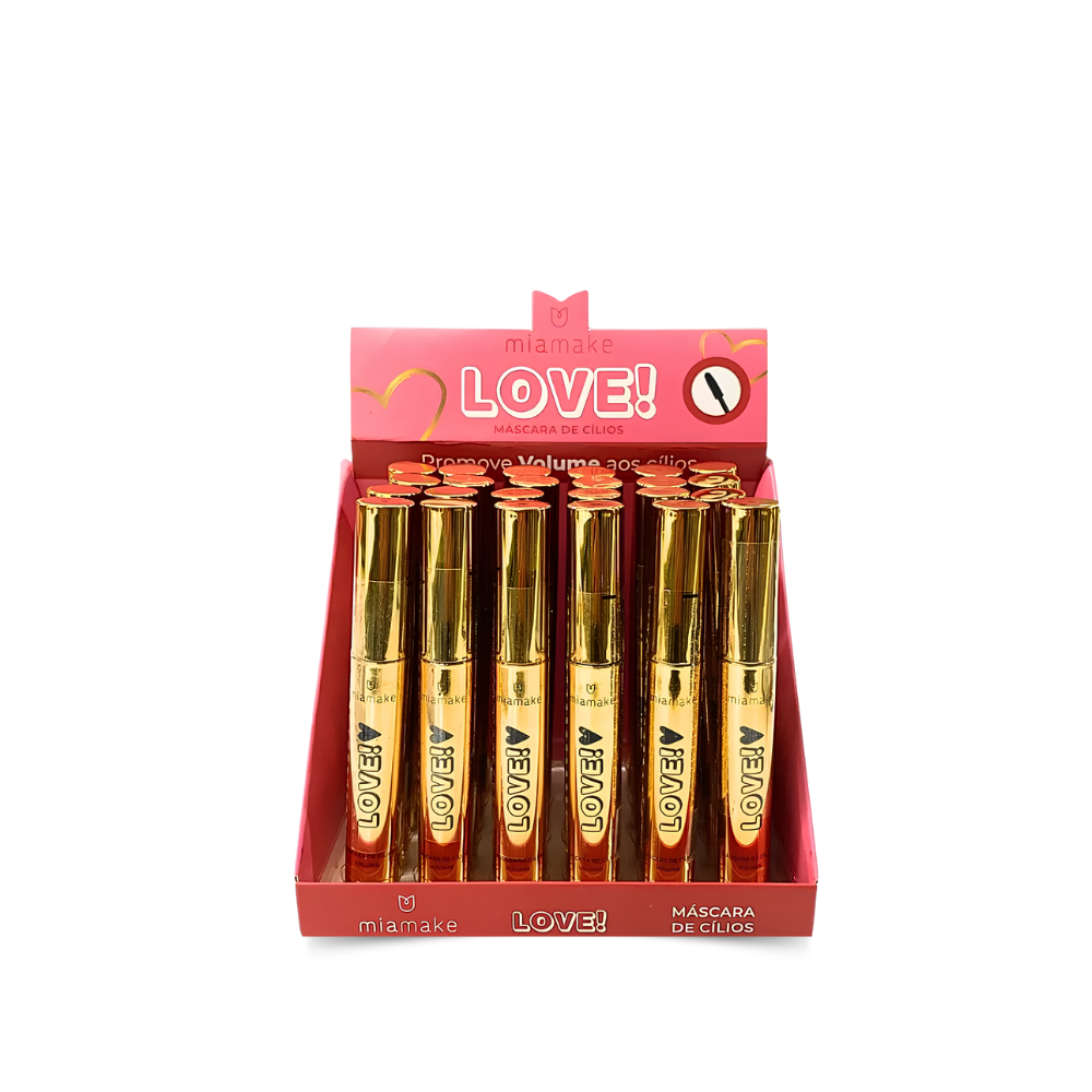 Box c/ 24 Unidades – Máscara para Cílios Dourada Volume Love | Mia Make (R$ 5,90)