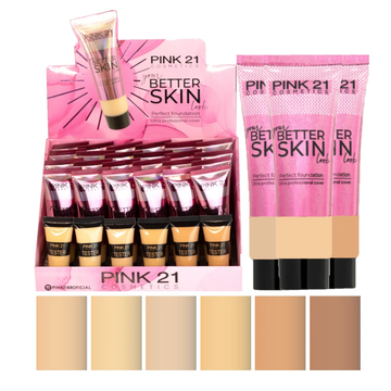 Base Matte Your Better Skin Look Perfect Foundation Pink21 Cosméticos – Box com 24 Unidades