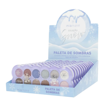 Box Paleta de Sombras 12 Cores Coleção Snow Mia Make - 12 Unidades