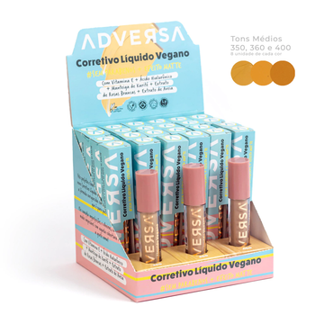 Corretivo Líquido Vegano Adversa – Box com 24 Unidades (Cores 350, 360 e 400)