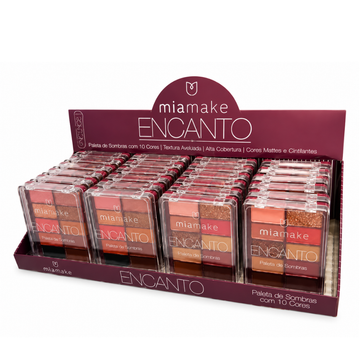 Paleta de Sombras com 10 Cores Encanto Mia Make – Box com 24 Unidades