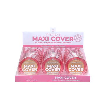 Pó Base Compacto Máxima Cobertura Maxi Cover Mia Make Vanilla – Box com 24 Unidades