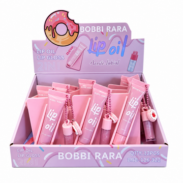 Box Lip Oil e Lip Gloss 2 em 1 Bobbi Rara - 12 Unidades