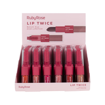 Box Batom Duo Lip Twice Ruby Rose G1 - 36 Unidades