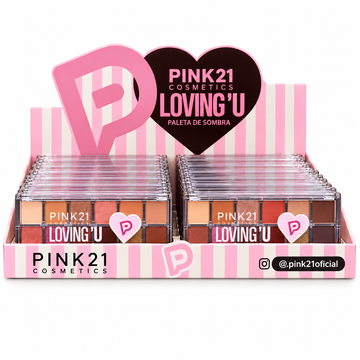 Box Paleta de Sombras Loving'U Pink21 Cosmeticos - 12 Unidades