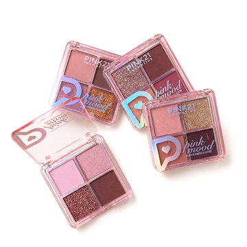 Kit Paleta De Sombras E Glitter Pink Mood Pink21 - 04 Unidades