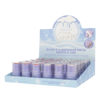 Box Blush e Iluminador Monte & Use Coleção Snow Mia Make - 36 Unidades