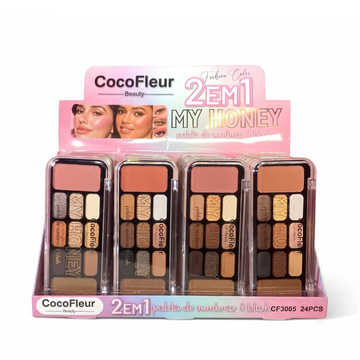 Box Paleta De Sombras E Blush 2 em 1 My Honey Coco Fleur - 24 Unidades