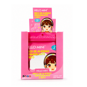 Box Disco De Algodão Demaquilante Seco Hello Mini - 12 Unidades