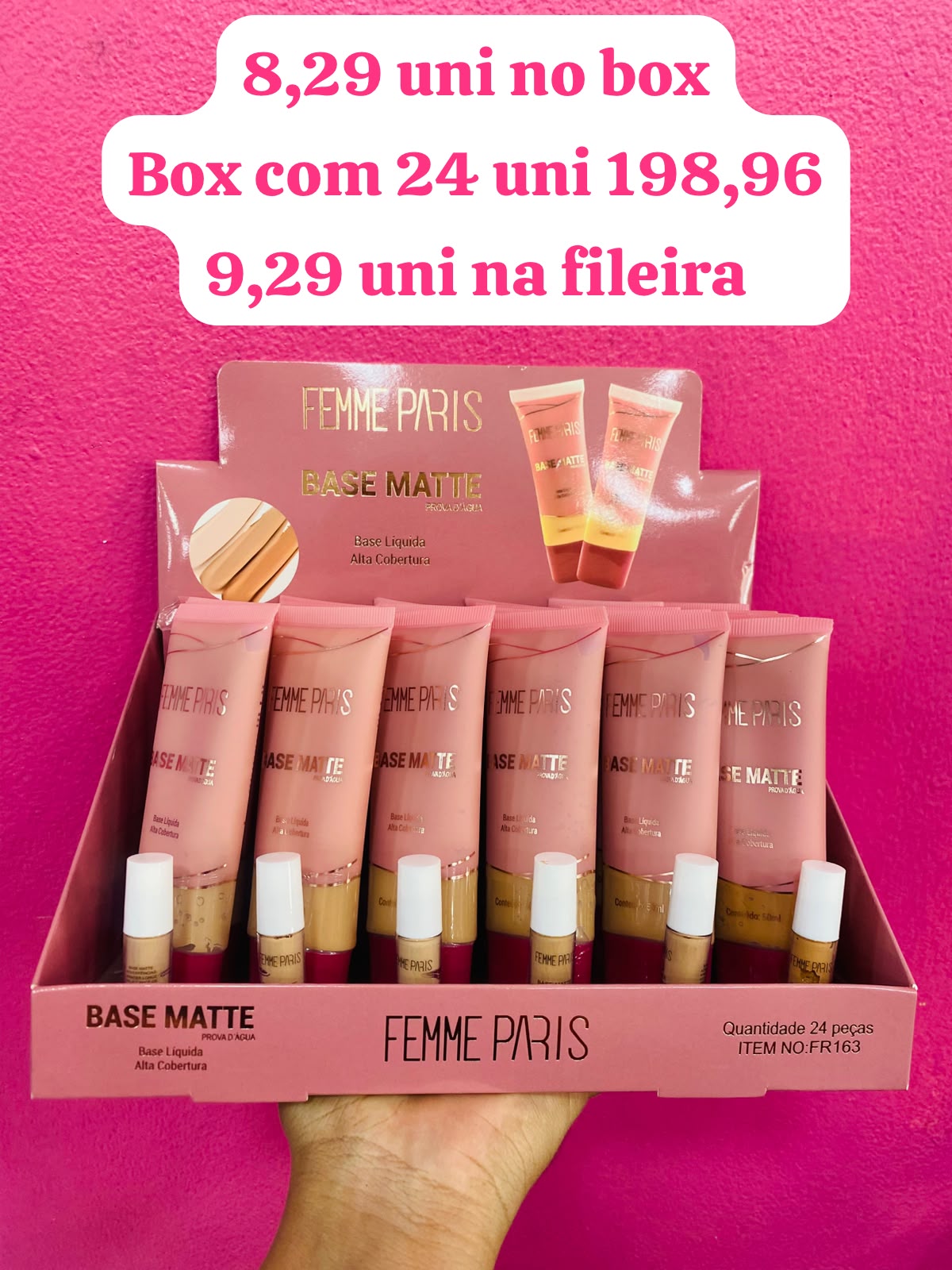 Box Base Matte à Prova D'água Femme Paris - 24 Unidades
