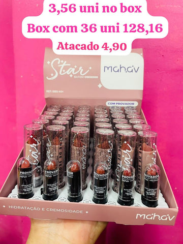 Box c/ 36 Unidades - Batom Cremoso Star | Mahav (R$ 3,90)
