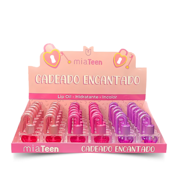 Box c/ 36 Unidades - Lip Oil Cadeado Encantado Mia Teen | Mia Make