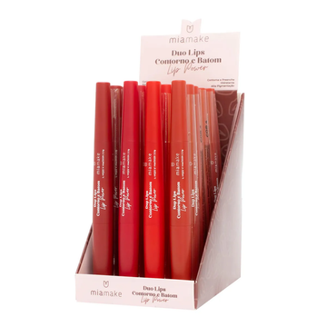 Box Duo Lips Contorno e Batom Lip Power Vermelho Mia Make - 24 Unidades