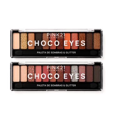 Kit Paleta De Sombras e Glitter Choco Eyes Pink21 - 02 Unidades