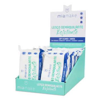 Box Lenço Demaquilante e Esfoliante com Extrato de Aloe Vera Mia Make - 12 Unidades